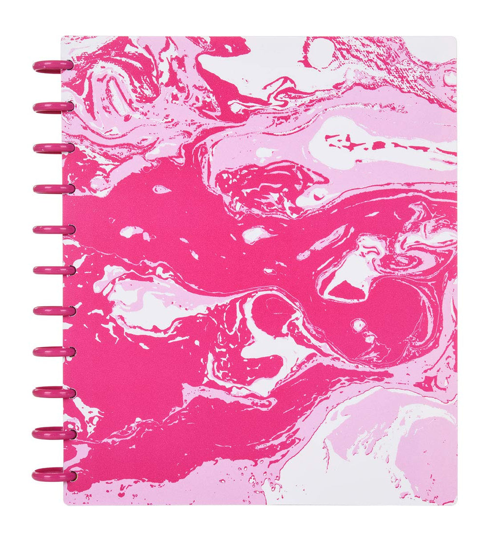 Talia Discbound Notebooks, Planner, Customizable, (Pink Marble Flow W/90'S Pink Discs, Junior (5.5In X 8.5In))