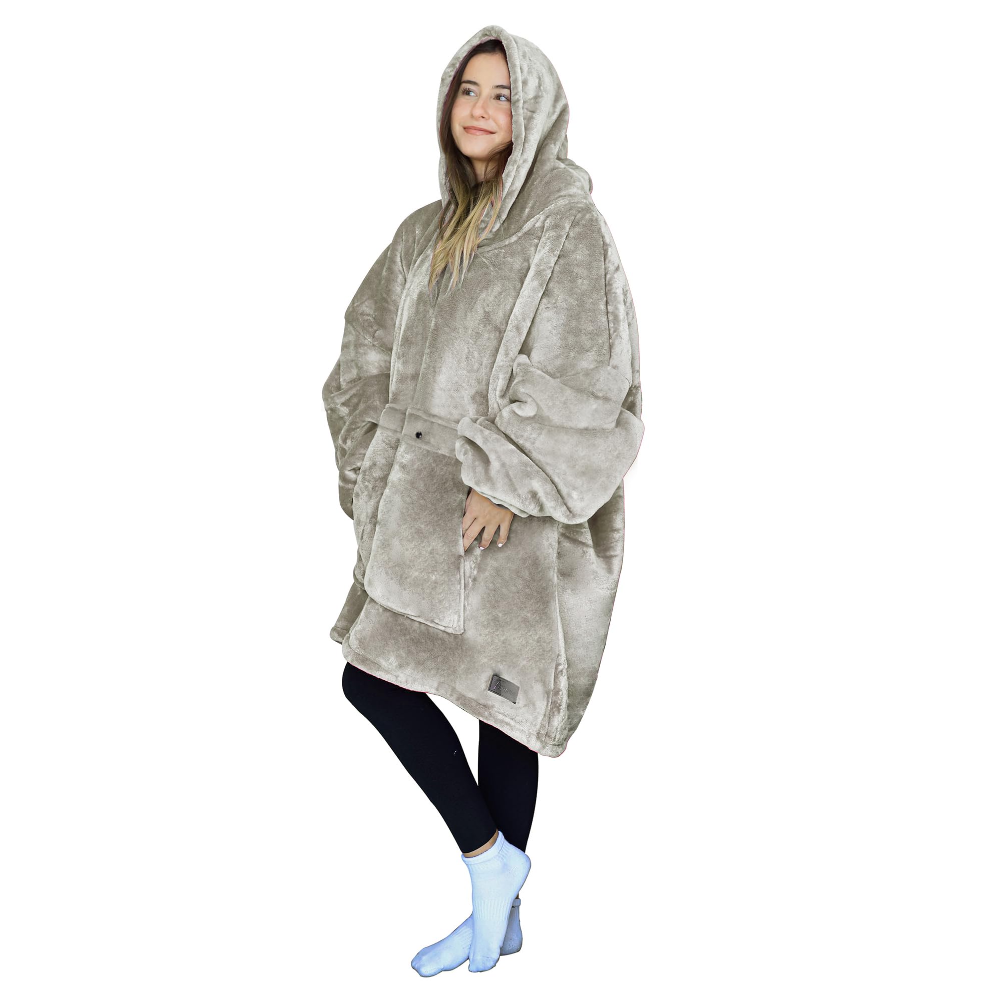 Tirrinia Oversized Blanket Hoodie, Wearable Fluffy Sherpa Blanket, Cozy Sweatshirt Blanket Gift For Adult Women Men Girlfriend