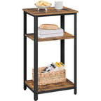 Yaheetech Tall End Table, 30 Inches High Side Table With Wooden Shelves & Strong Metal Frame, Large 3-Tier Table For Living Room Small Space, 12 X 16 X 29.5 Inches,Rustic Brown