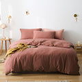 Cottonight Brick Red Comforter Queen Bedding Set - Full Solid Modern Blackish Red Blanket Quilts Soft Simple Breathable Comforte