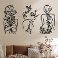 3 Pcs Metal Wall Art Decor Minimalist Abstract Woman Wall Art metal Modern Line Drawing Wall Art Decor Female Single Line Wall H