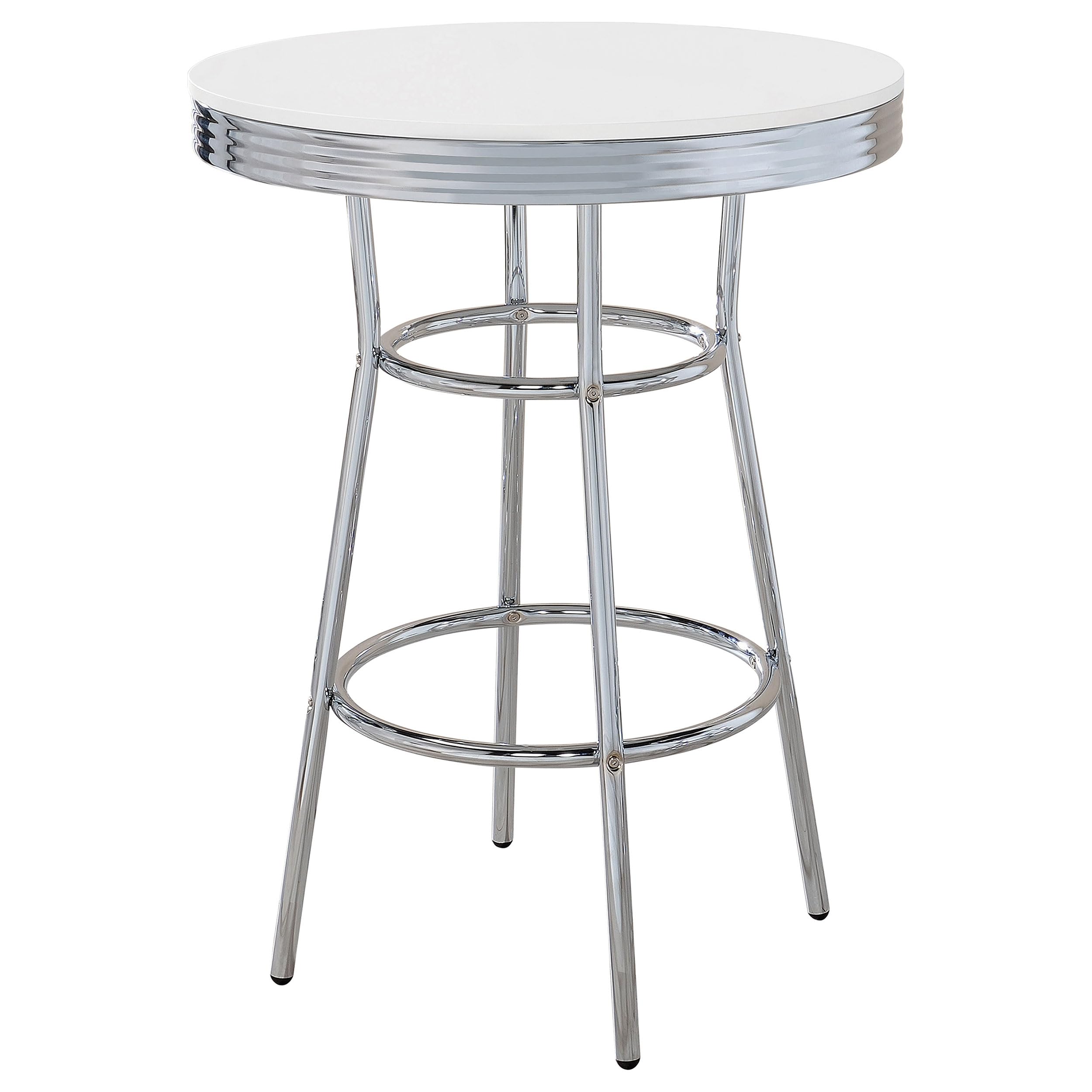 Coaster Home Furnishings Retro 3-Piece Round 1950S Bistro Pub Bar Table Set White