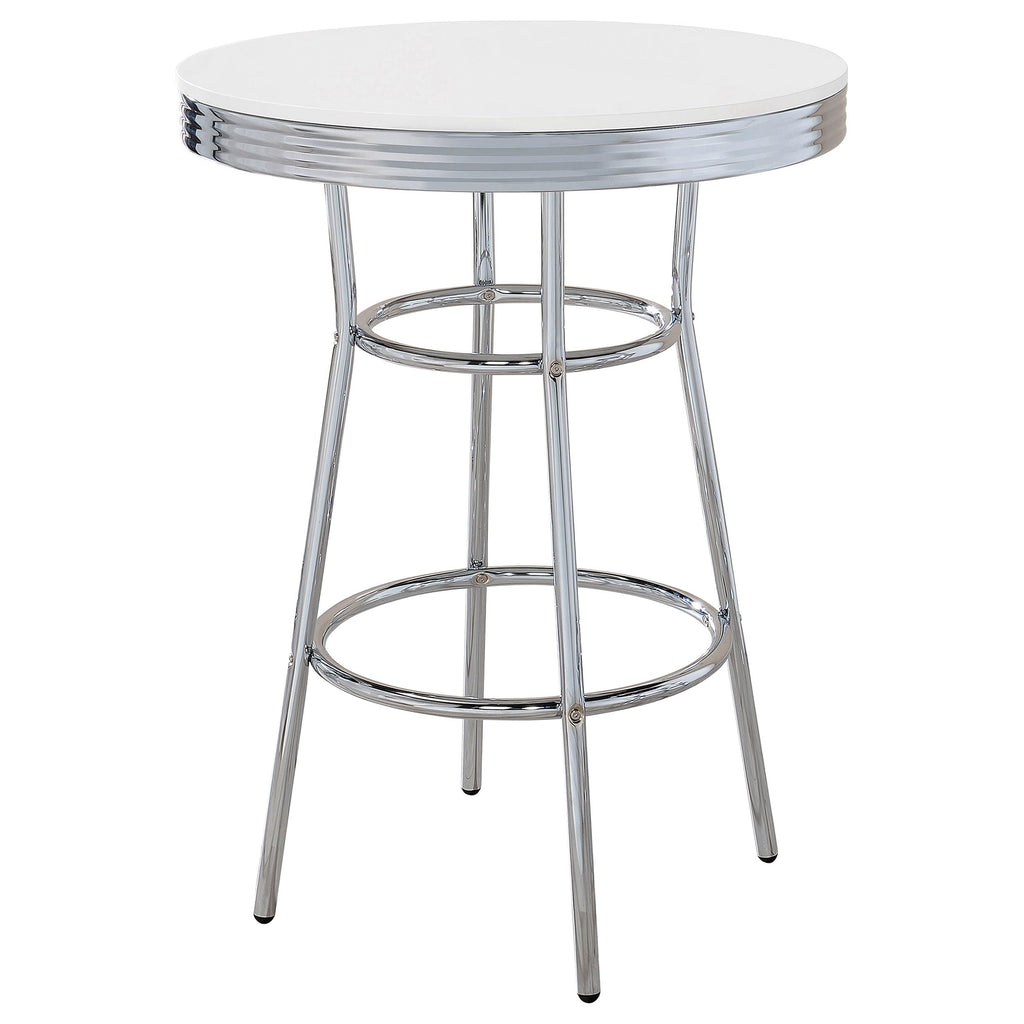 Coaster Home Furnishings Retro 3-Piece Round 1950S Bistro Pub Bar Table Set White