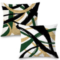 Supwhd Black Gold And Green Pillow Covers, Abstract Black And Gold Pillow Covers 16X16 Set Of 2, Modern Boho Decorative Throw Pi