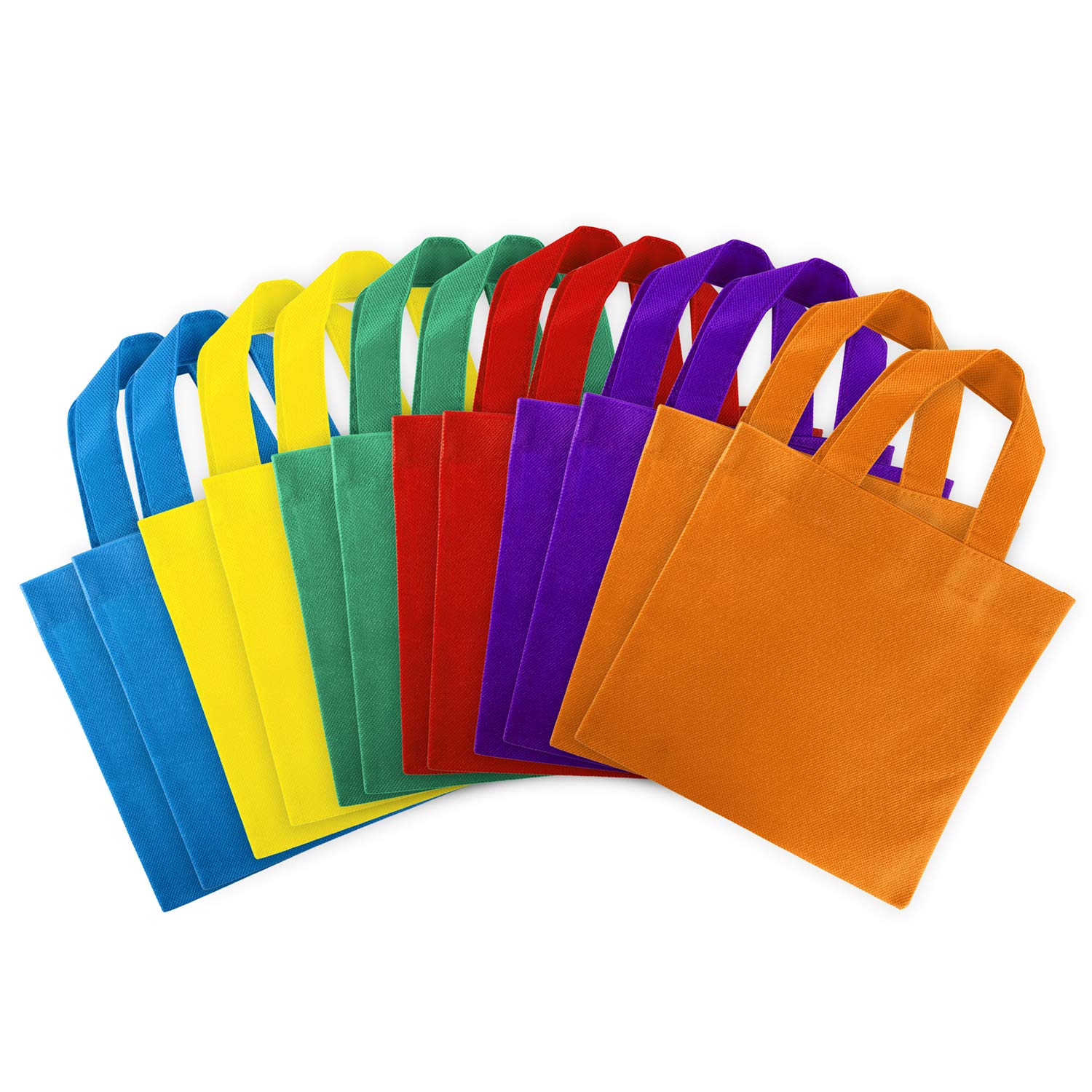 Super Z Outlet Assorted Colorful Solid Blank Fabric Tote Party Gift Bags Rainbow with Handles for Birthday Favors, Snacks, Decor