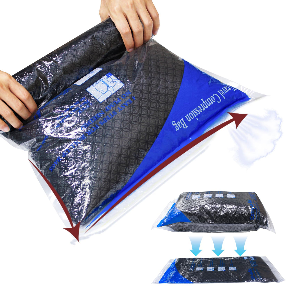 12 Pack Compression Bags for Travel | Vacuum Seal Storage Bags for Luggage & Dirty Clothes | Travel Packing Space Saver Bags for