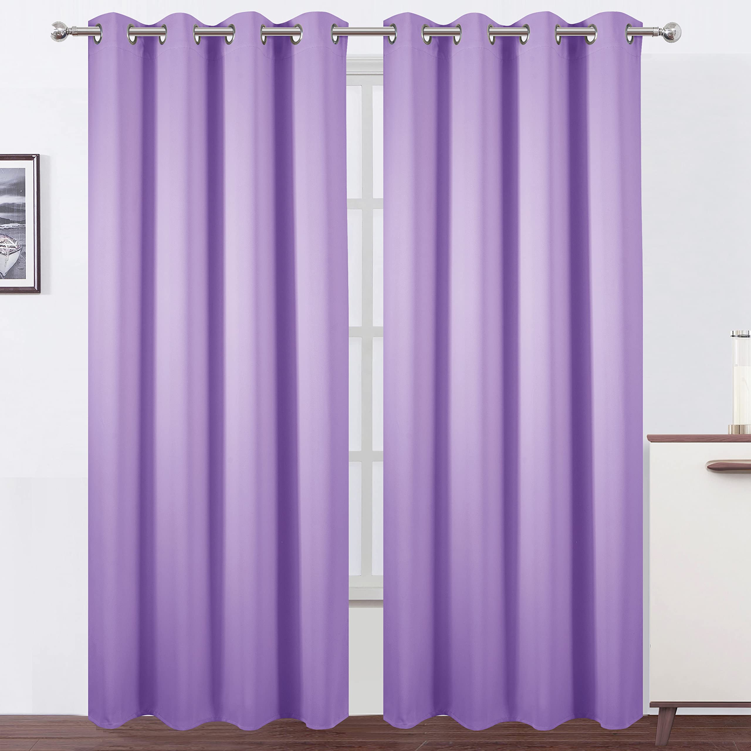 Lemomo Blackout Curtains 52 X 95 Inch/Lavender Curtains Set Of 2 Panels/Thermal Insulated Room Darkening Bedroom Curtains