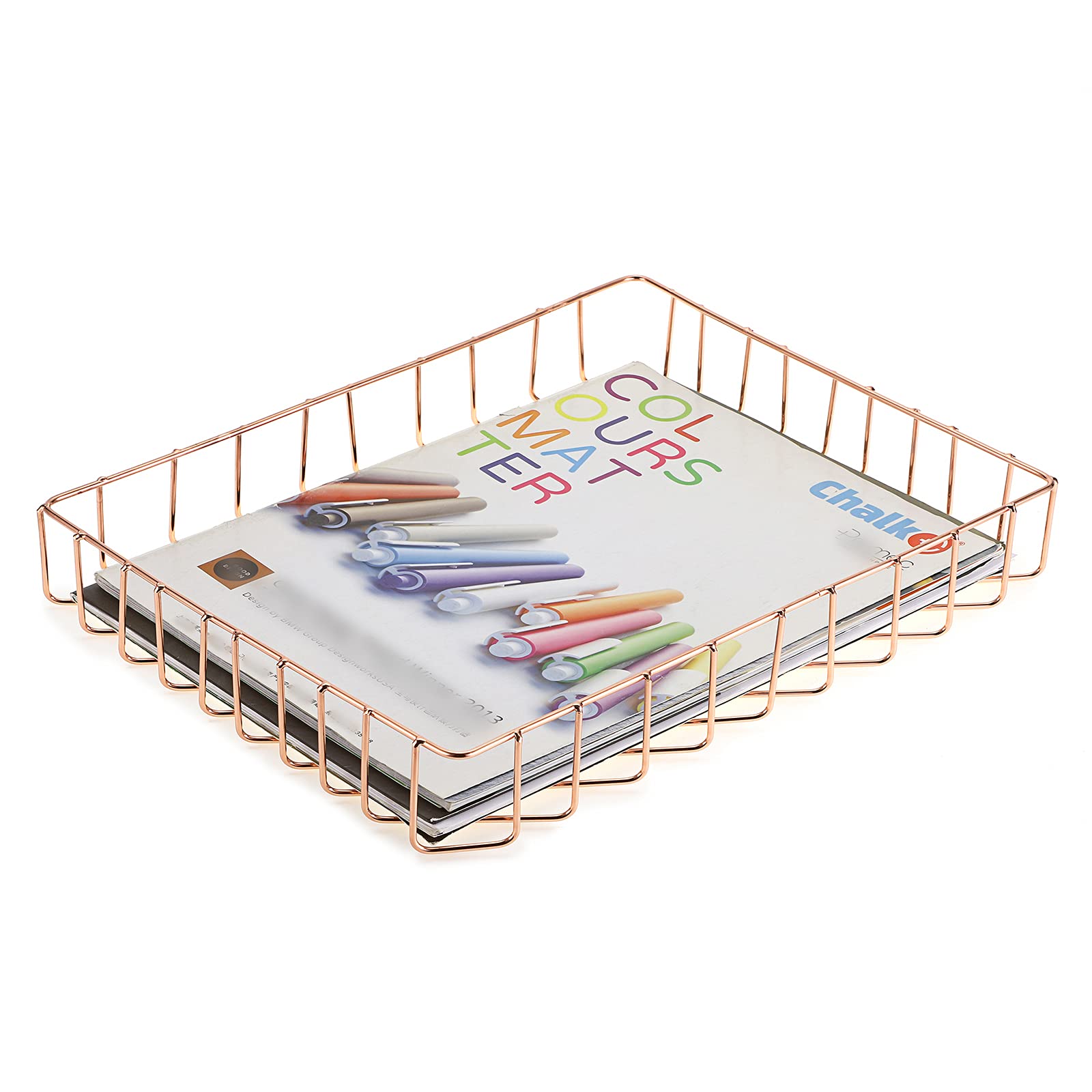 Btsky Multipurpose A4 File Tray Wire Desk Tray Organizer Elegant Letter Size Desk Documents Tray Magazine Files Storage Basket O