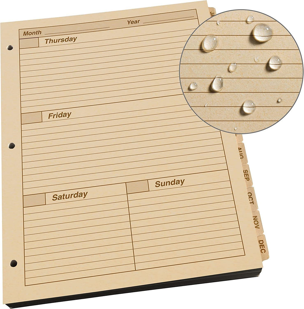Rite In The Rain Weatherproof Weekly Calendar Set, 8.5' X 11', Tan Sheets, 65 Weeks (No. 9260W-Mx)