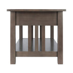 Ergode Wood Stafford Coffee Table | Oyster Gray Finish | Slatted Side Panels | Full-Size Drawer | Lower Shelf | Solid & Composite Wood (16040-VV)