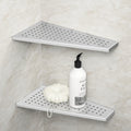 Bernkot Corner Shower Shelf, 12 Trapezoid Floating Shelf, 304 Stainless Steel Grid Design Recessed Bathroom Shelf for Tiled Wall