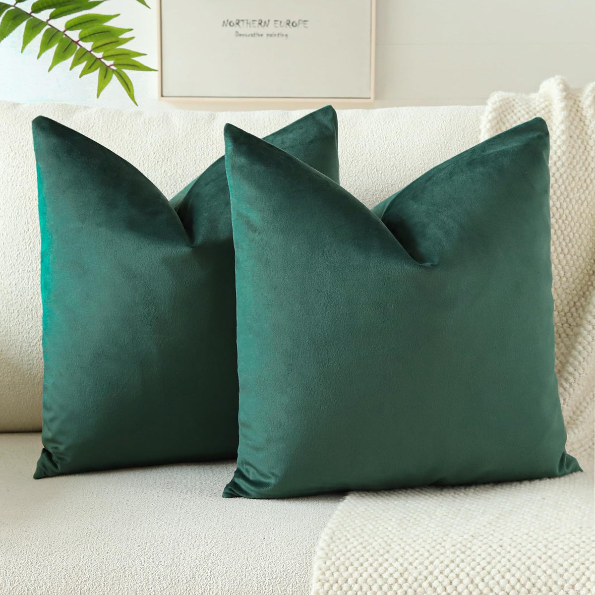 Otostar Pack Of 2 Velvet Soft Decorative Throw Pillow Covers 18 X 18 Inch Solid Square Cushion Case Couch Home Decor Pillow Cove