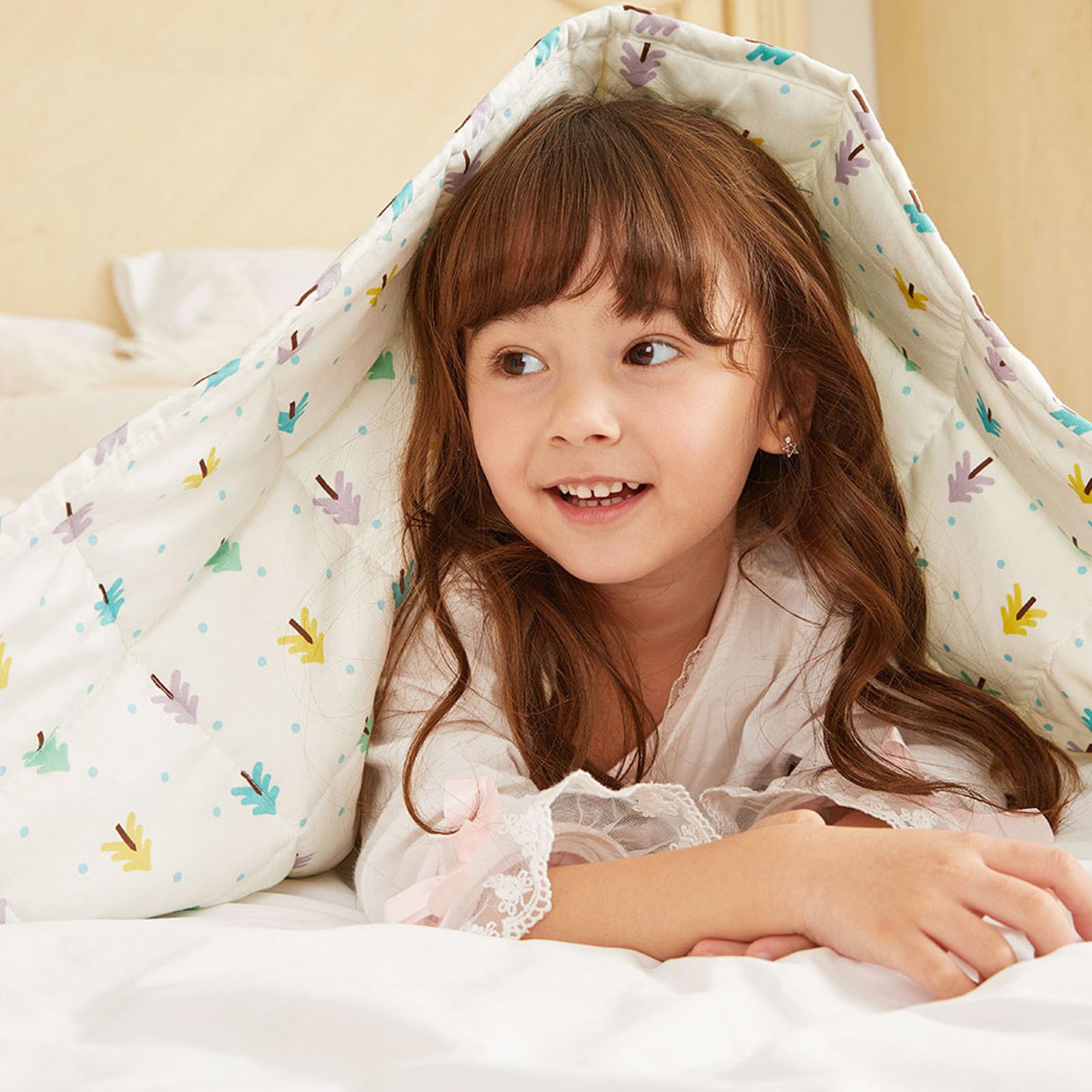 Weighted Idea Cooling Weighted Blanket Kids 7 Lbs 41''X60'' (100% Cotton, Tree) With Premium Glass Beads