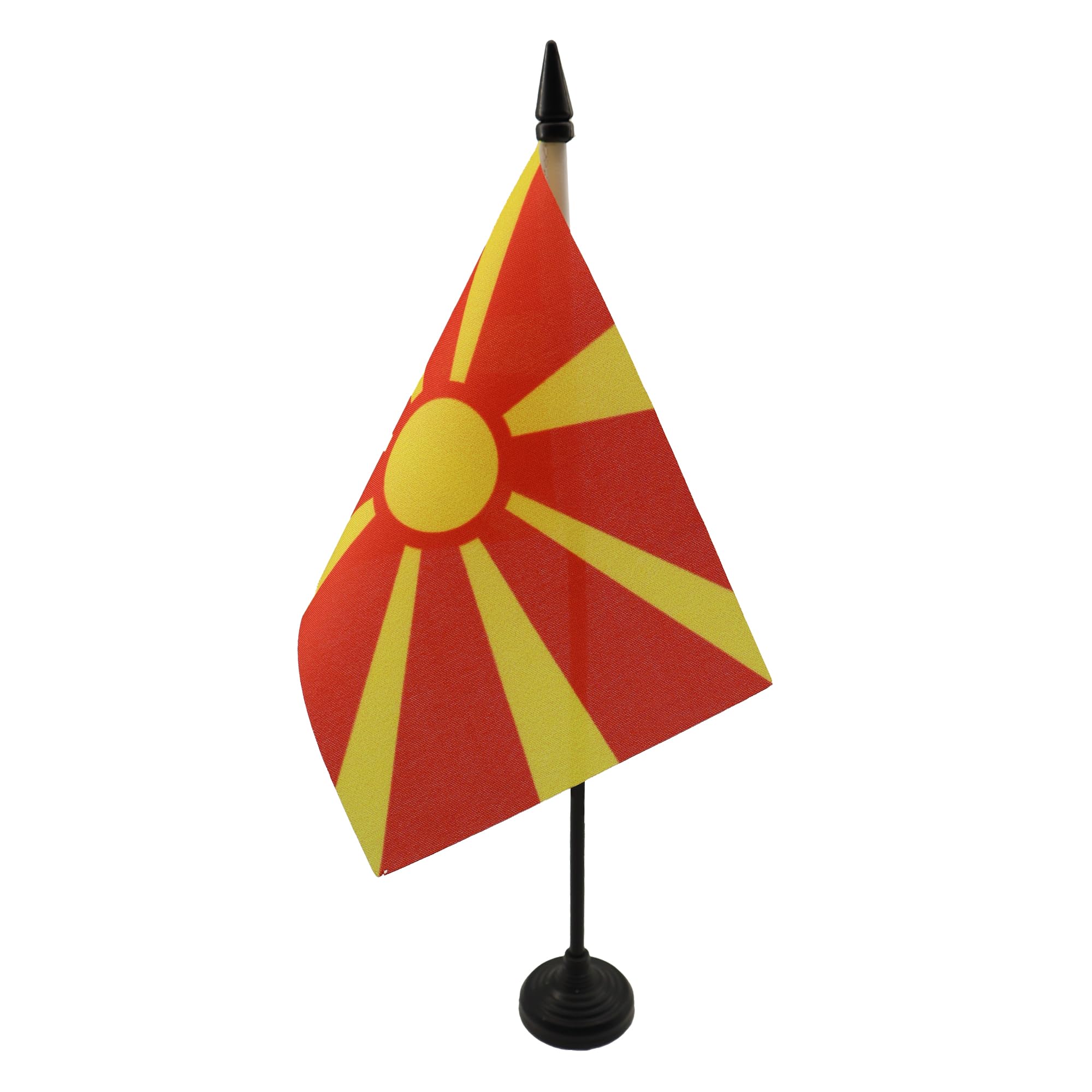 Macedonia Table Flag 4' X 6' - Macedonian Desk Flag 15 X 10 Cm - Black Plastic Stick And Base - Az Flag