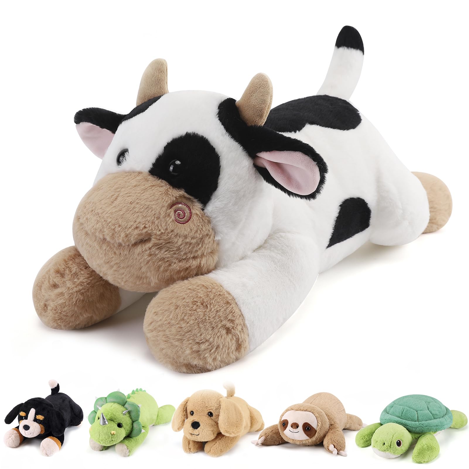 Gnomantic Cow Weighted Stuffed Animals - 28 Inch 5.0 Pounds Weighted Plushies Cow Stuffed Animals - Large Stuffed Cow Weighted P