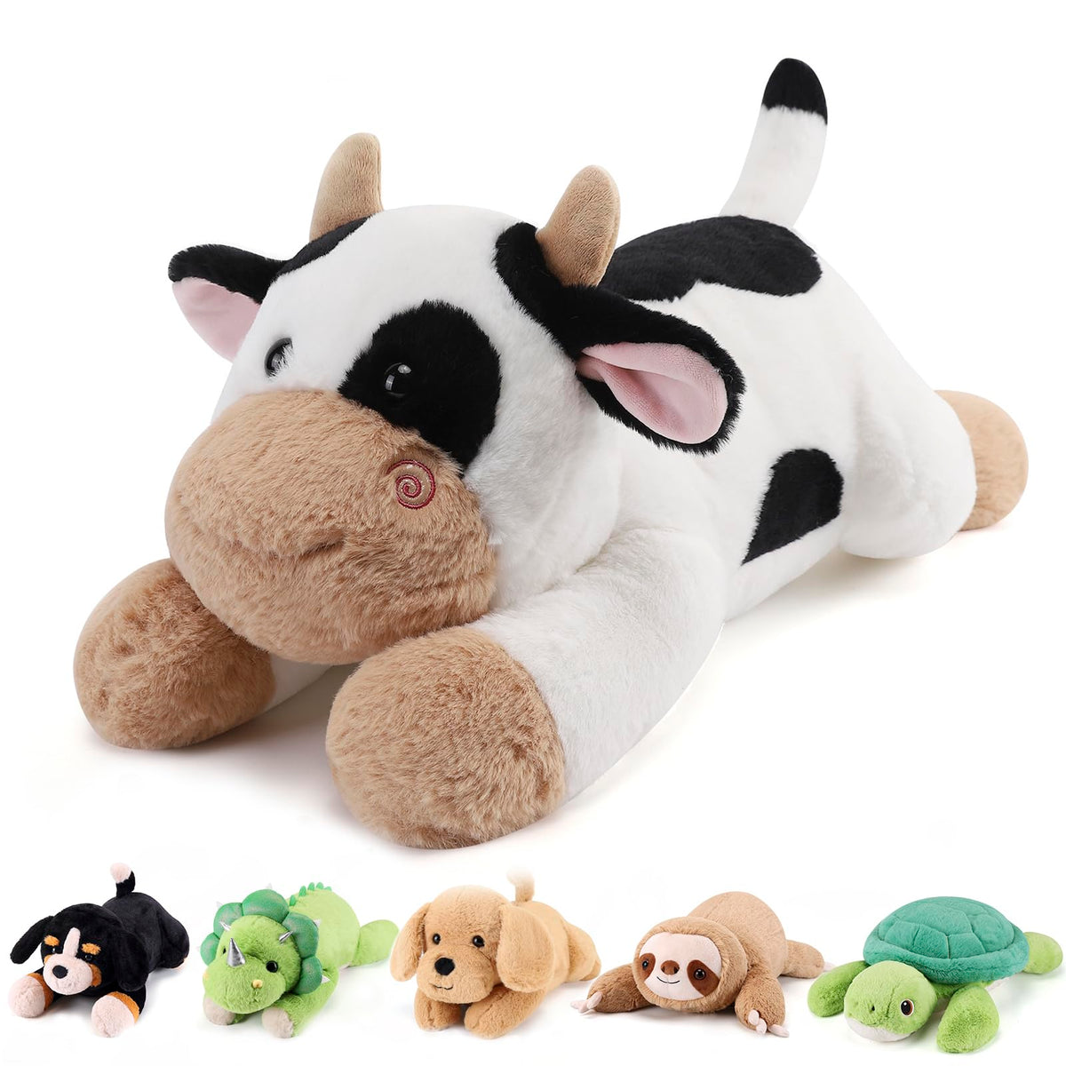 Gnomantic Cow Weighted Stuffed Animals - 22 Inch 4.5 Pounds Weighted Plushies Cow Stuffed Animals - Big Stuffed Cow Weighted Plu