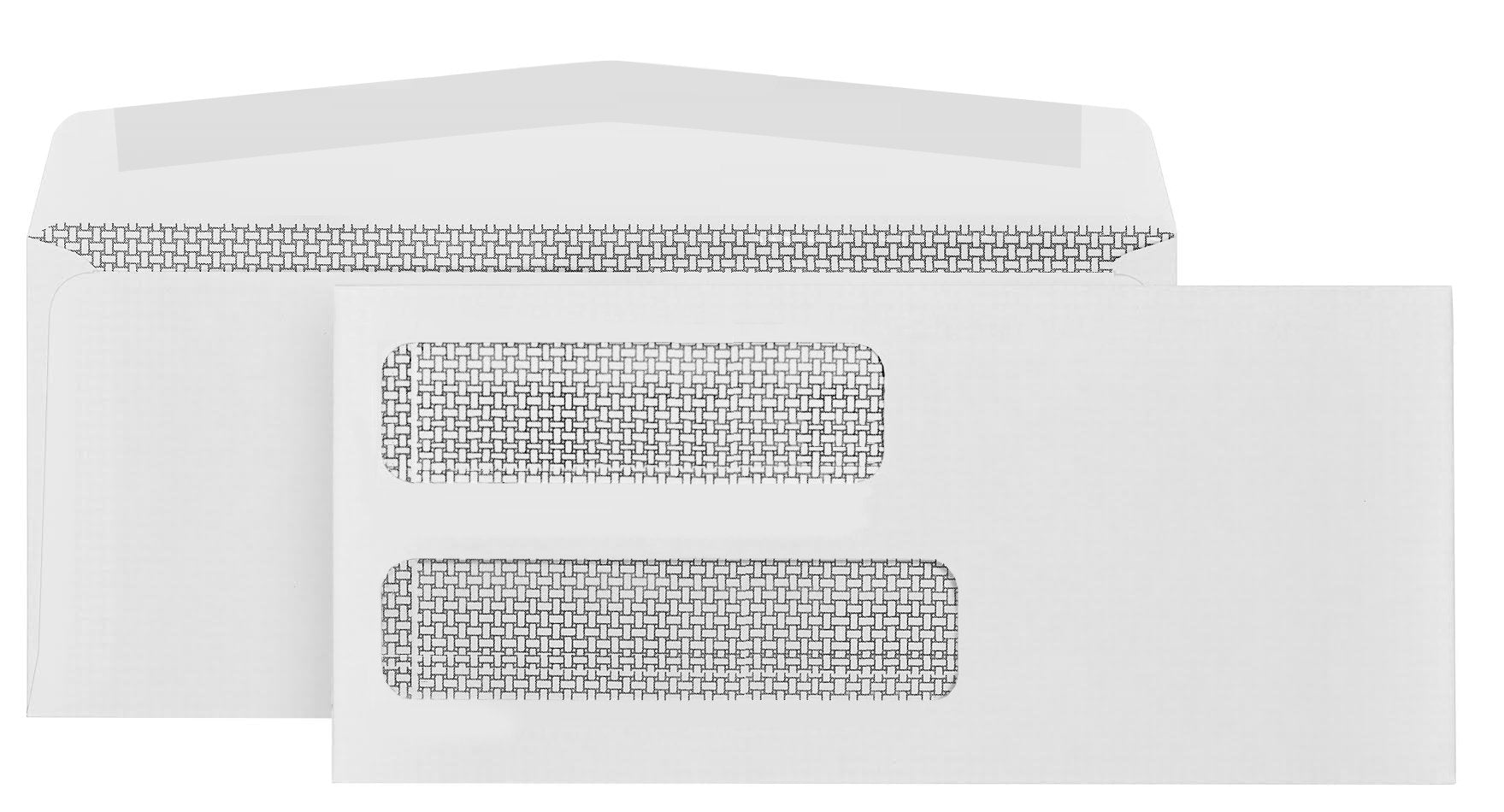 500 No. 10 Gummed Double Window Security Envelopes - Perfect Size For Multiple Business Statements, Quickbooks Invoices, And Ret