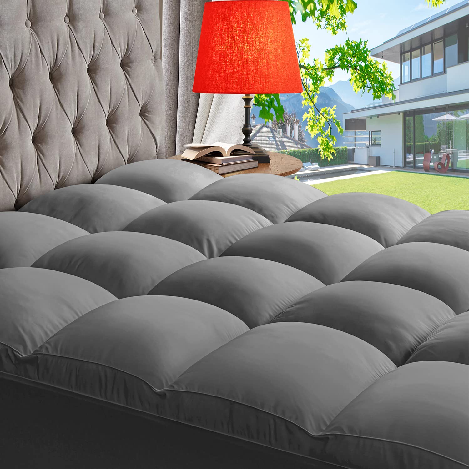 Abene Full Cooling Mattress Topper For Back Pain Relief, Extra Thick Mattress Pad Pillowtop, Soft Mattress Protector Cover With