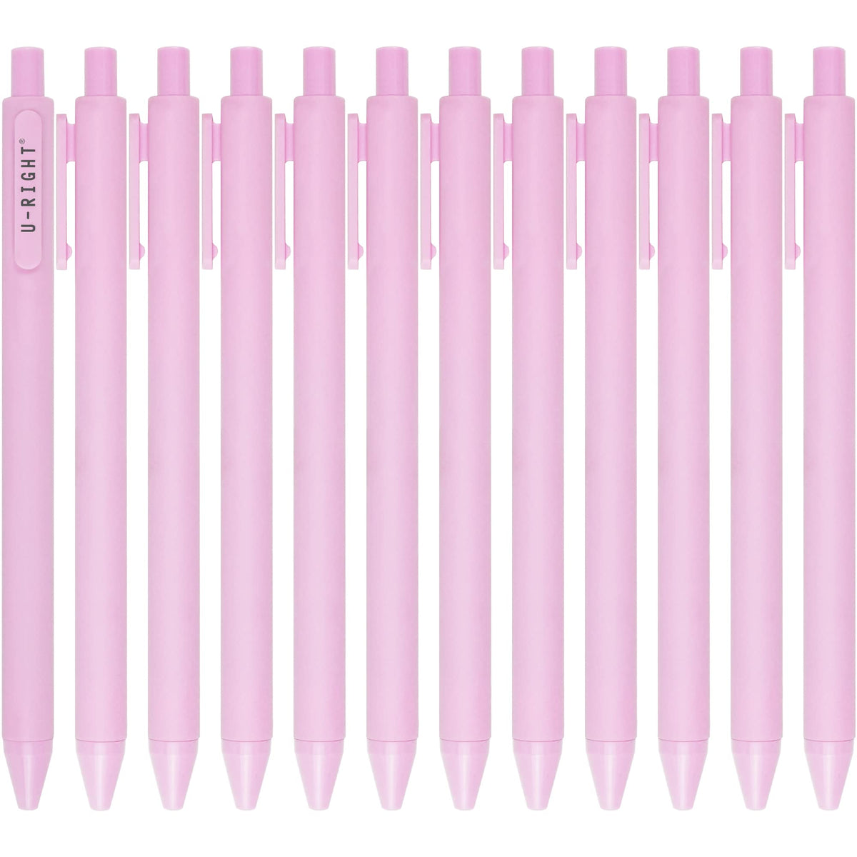 U-Right 12 Pcs Gel Ink Pens Black Ink 0.5 Mm Fine Point Smooth Writing Cute Pens For Office School (Light Pink)