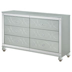 Coaster Home Furnishings Gunnison Modern Classic 62-inch 6-Drawer Bedroom Dresser Clothing Storage Cabinet Wide Chest of Drawers Organizer Unit Silver Metallic 223213