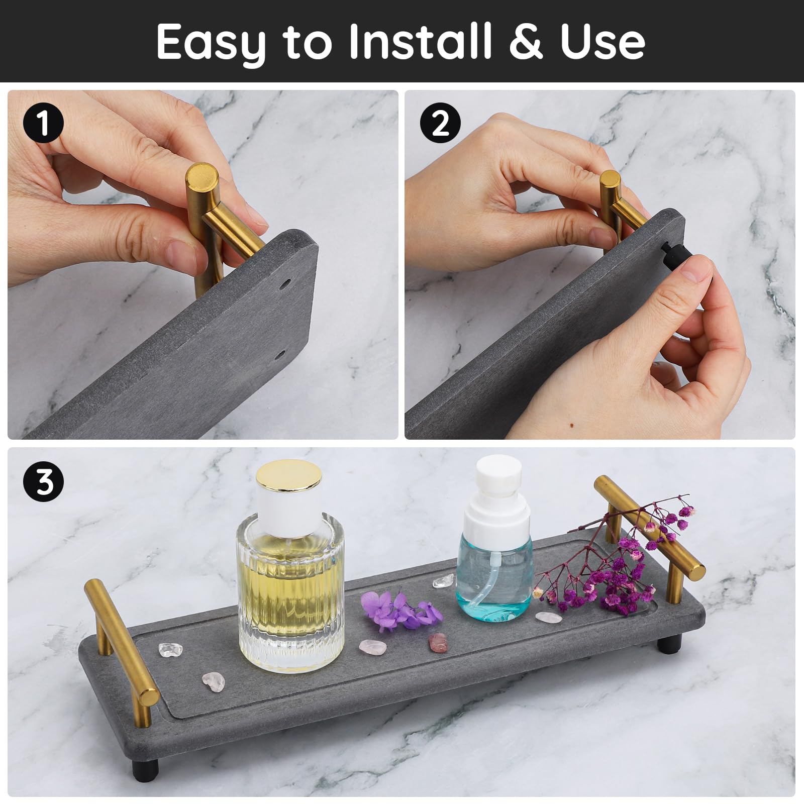 Segbeauty Instant Dry Sink Caddy, Water Absorbing Stone Drying Tray For Kitchen Counter, Quick Dry Diatomaceous Tray Countertop