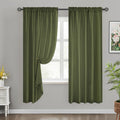 HOMEIDEAS Non-See-Through Olive Green Privacy Sheer Curtains, 52 X 72 Inches Long 2 Panels Sheer Curtains Light Filtering Window