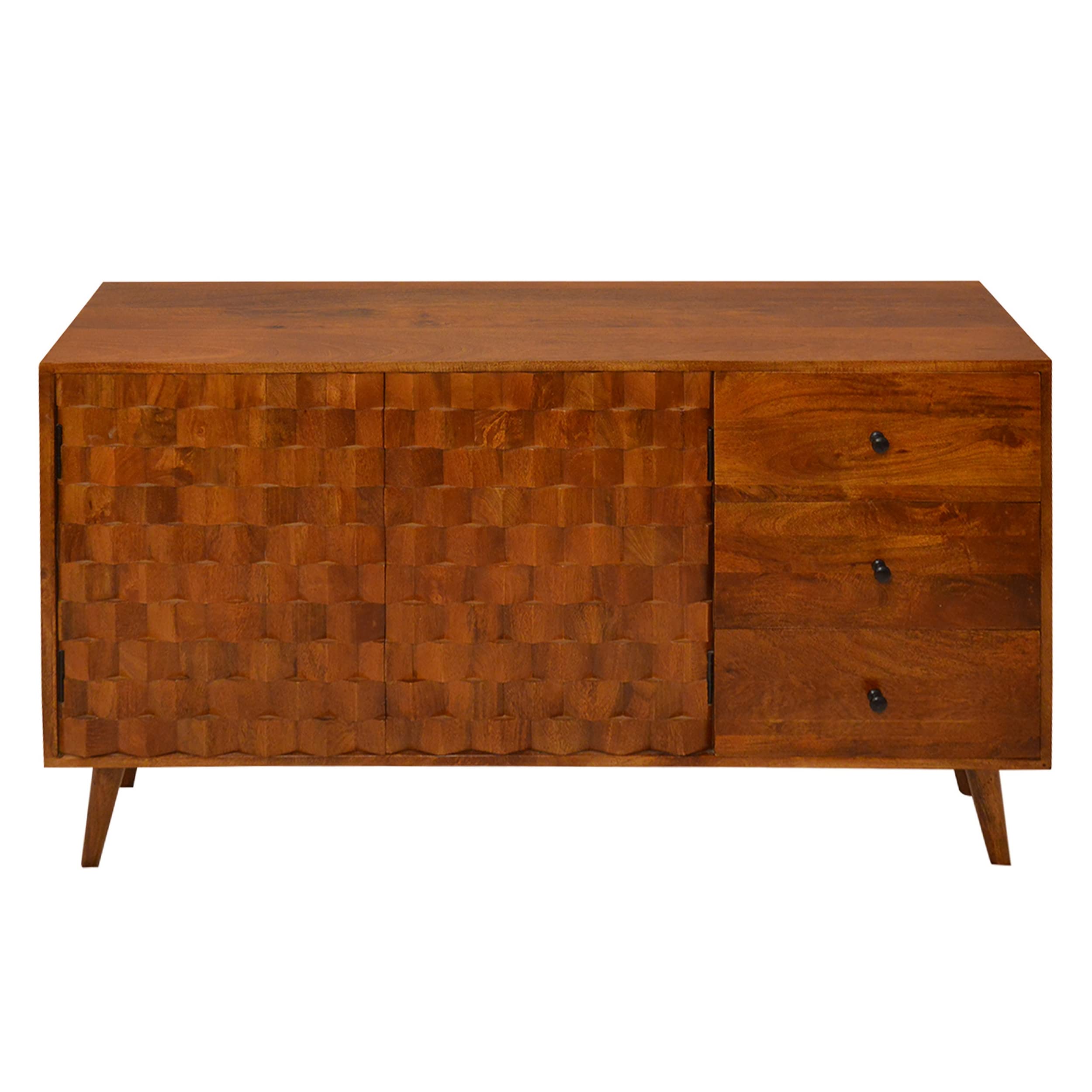 The Urban Port 2 Door Wooden TV Console with 3 Drawers and Honeycomb Design