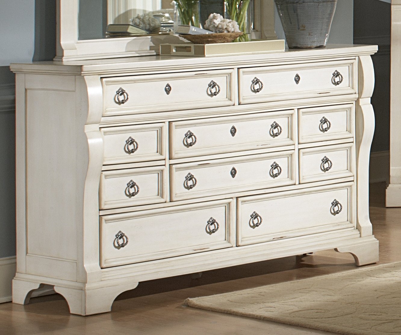 Heirloom Antique White Triple Dresser - Thumbnail 5