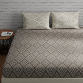 Huesland By Ahmedabad Cotton 144 Tc Cotton King Size Bedsheet With Elastic Fitted With 2 Pillow Covers | 72 X 78 Inches | Taupe 