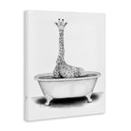 Stupell Industries Giraffe In A Tub Funny Animal Bathroom Drawing, Design By Rachel Neiman Wall Art, 16 X 20, Canvas