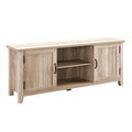 Walker Edison Buren Classic Grooved Door TV Stand for TVs up to 65 Inches, 58 Inch, White Oak