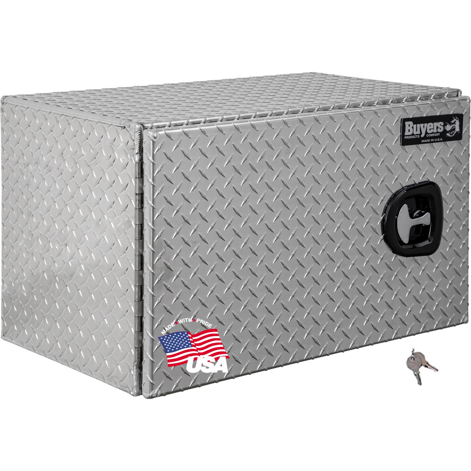 Buyers Products 1705203 Underbody Truck Tool Box with Barn Doors, 18x18x30 Inch, Diamond Tread Aluminum, Made in USA, Compressio