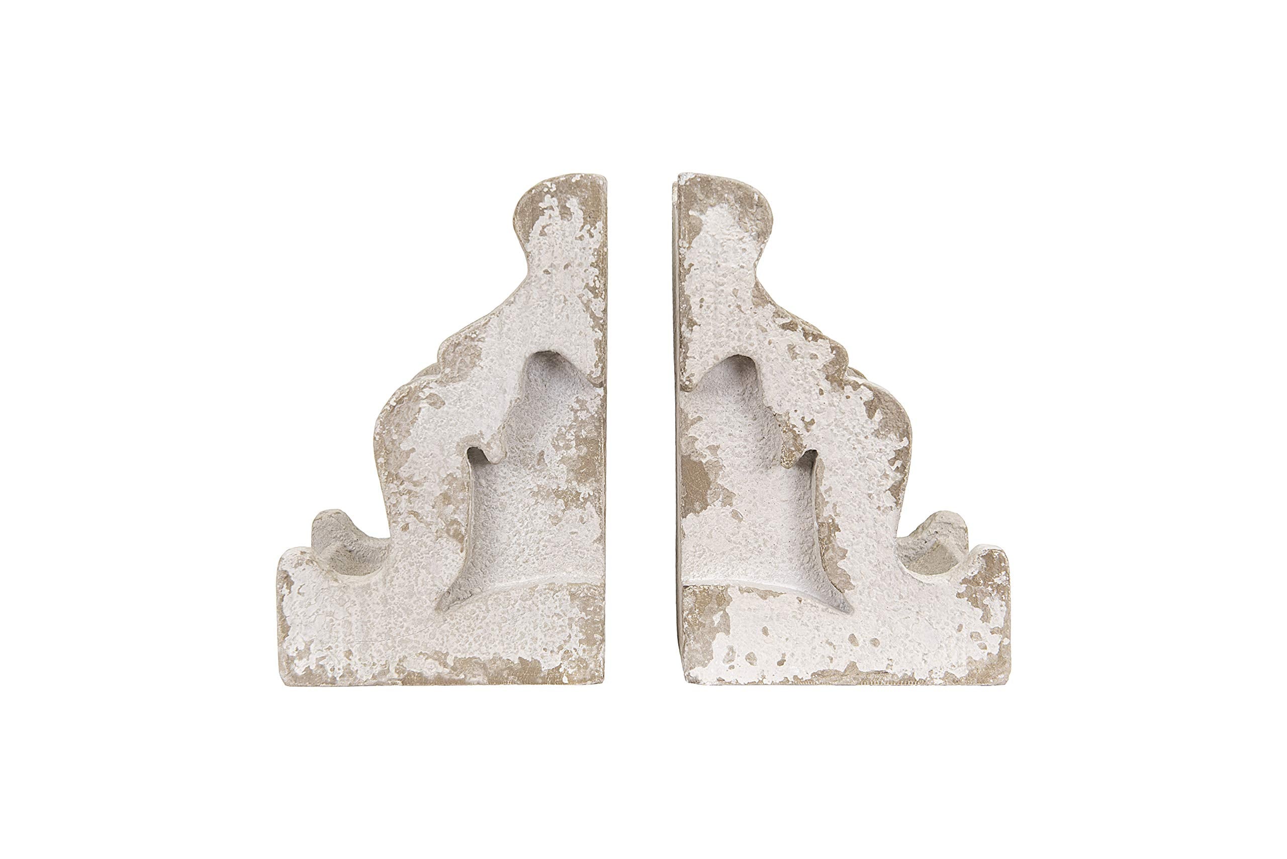 Distressed White Corbel Shaped Bookends (Set of 2 Pieces)