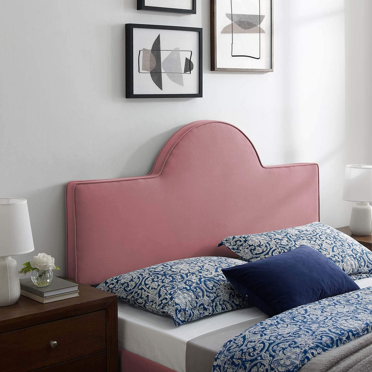 Modway Dawn Performance Velvet Headboard, King/Ca King, Dusty Rose