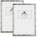 YiPinYin 5x7 Bamboo Detail Designs Silver Metal Picture Frame 2pack, Elegant Silver Plated Baby Nurse Photo Frames 5x7 With 