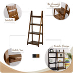 Casual Home Manhasset Slatted 4-Shelf Folding Bookcase-Warm Brown