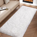 White Fluffy Rug for Bedroom, 2'X6' Faux Fur Rug for Runner, Soft Shag Rug for Sofa Couch Cushion, Cozy Shaggy Fuzzy Plush Floor