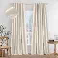 Miulee 100% Blackout Curtains 84 Inches Long 2 Panels Set Linen Curtains & Drapes For Bedroom Back Tab Living Room Darkening Full Black Out Window Curtain Panels Rod Pocket, Natural Beige