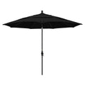 California Umbrella 11 Round Aluminum Market Umbrella, Crank Lift, Collar Tilt, Black Pole, Pacifica Black