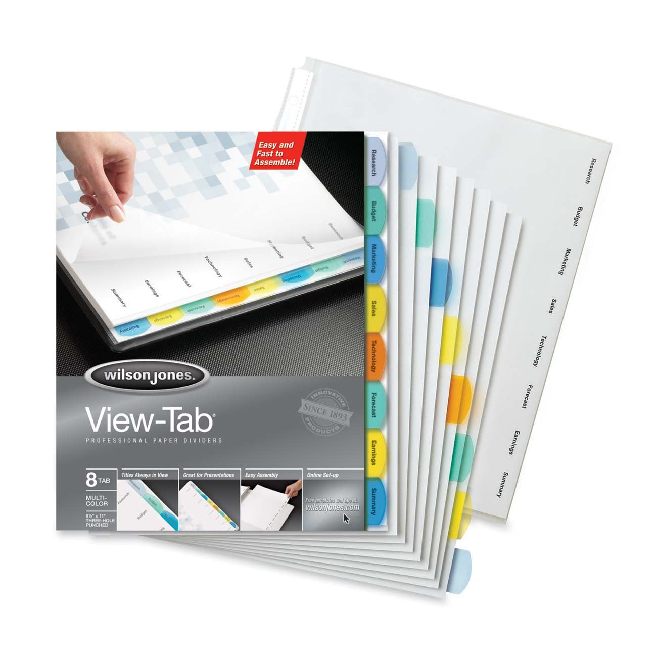 Wilson Jones 55965 View Tab Paper Dividers, 8-Tab, 8-1/2-Inch X11-Inch , Multi