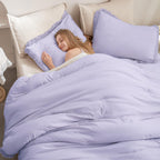 Andency Comforter King Size Bed Set Lavender, Purple 3 Pieces Boho Lightweight Winter Bedding Comforters & Sets, All Season Soft Tassel Bed Set (104X90In Comforter & 2 Pillowcases)