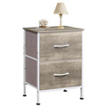 Wlive Night Stand, Greige Nightstand With 2 Fabric Drawers, Small Dresser For Bedroom, Bedside Table End Table With Storage Drawer, College Dorm, Dormitory, Greige Oak, Size L