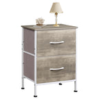 Wlive Night Stand, Greige Nightstand With 2 Fabric Drawers, Small Dresser For Bedroom, Bedside Table End Table With Storage Drawer, College Dorm, Dormitory, Greige Oak, Size L
