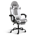 Yssoa White Gaming Chair With Footrest, Big And Tall Gamer Chair, Racing Style Adjustable Swivel Office Chair, Ergonomic Video Game Chairs With Headrest And Lumbar Support