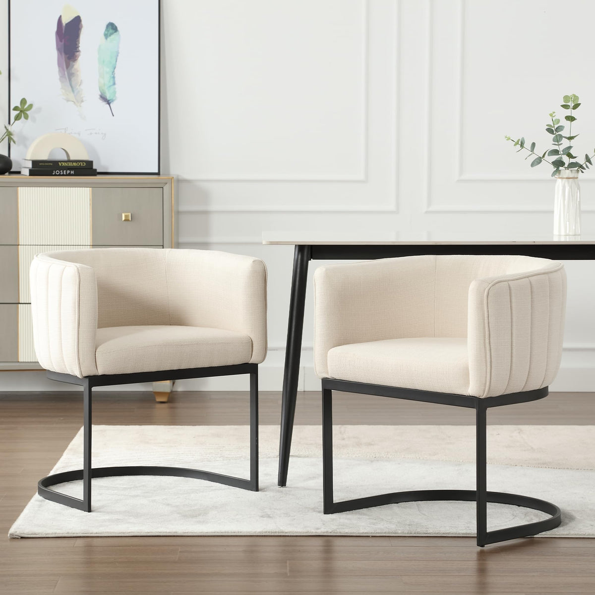 Lzareal Upholstered Comfy Dining Chairs Set Of 2 Kitchen And Dining Room Chairs With Arms Mid Century Modern Dining Chair With M