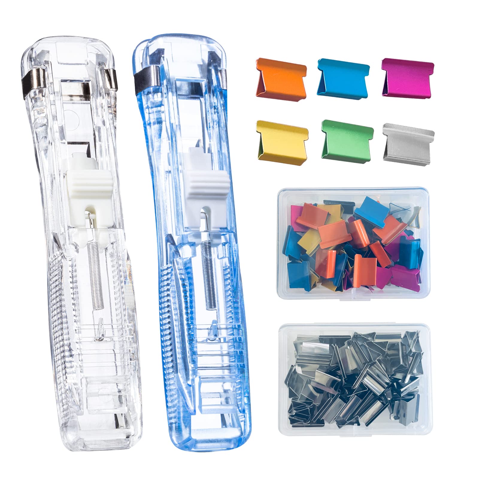 Lzzabo Reusable Portable Paper Clam Clip Dispenser Refill Clips, 40 Sheet Capacity-2Pcs Clam Clip Dispenser 100 Metal Refill Cli