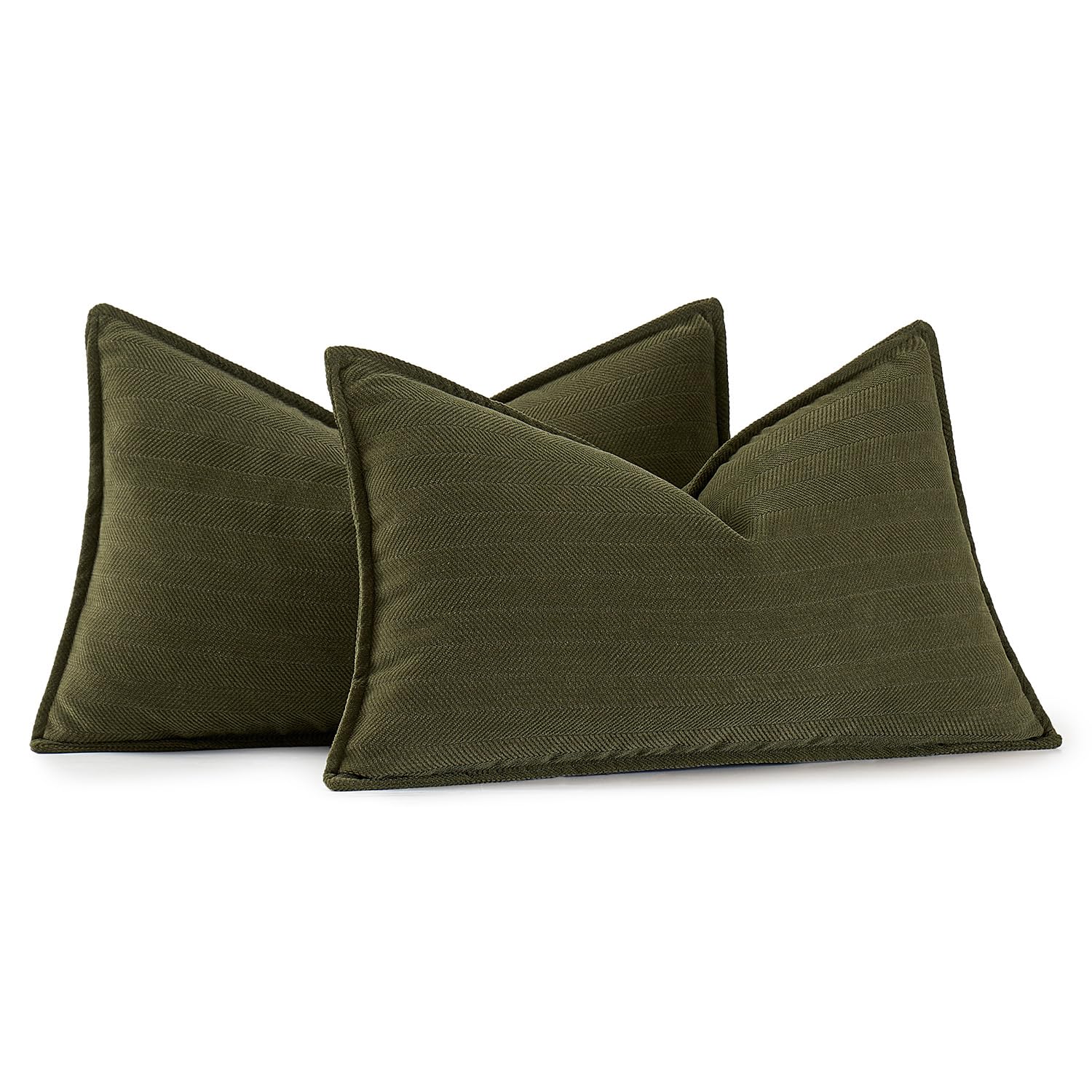 Miulee Pack Of 2 Olive Green Decorative Pillow Covers 12X20 Inch Soft Chenille Couch Throw Pillows Farmhouse Cushion Covers With