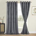 DWCN Extra Wide Grey Velvet Curtains - 84 Inches Long Thick Grommet Tieable Window Treatments Blackout Room Darkening Privacy Pr