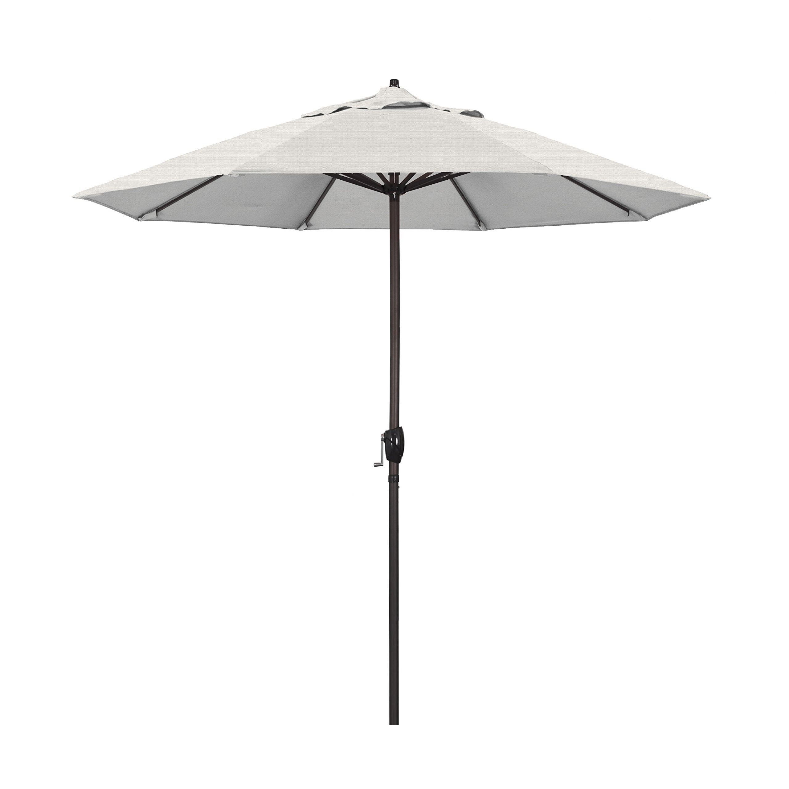 California Umbrella 9' Round Aluminum Patio Umbrella, Crank Lift, Auto Tilt, Bronze Pole, Woven Granite Olefin