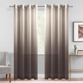 DWCN Ombre Sheer Curtains - Faux Linen Gradient Grommet Top Semi Voile Drapes for Bedroom and Living Room, Set of 2 Window Curta
